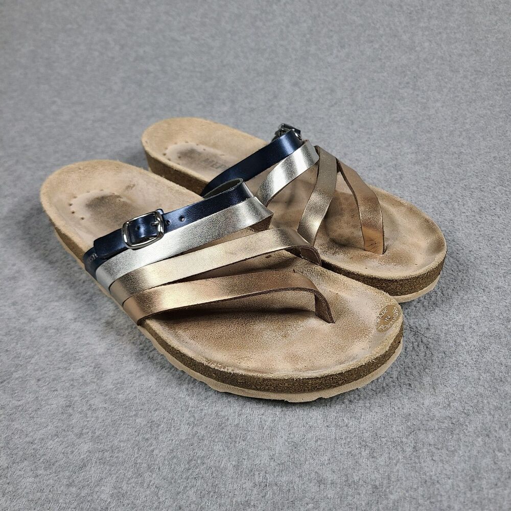 Mephisto Women’s Natty Slide Sandals Metallic Leather Sz 36 US 5.5 EUC